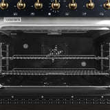 FORNO Antico 36" 4.5 cu. ft. Dual Fuel Range with 6 Sealed Burners in Black with Antique Brass Accents, FFSGS6113-36BLK