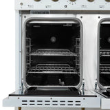 FORNO Antico 48" 5.5 cu. ft. Dual Fuel Range with 8 Sealed Burners and Griddle in White with Antique Brass Accents, FFSGS6113-48WHT