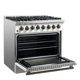 FORNO Galiano 36" 5.36 cu. ft. Dual Fuel Range with 6 Sealed Burners in White with Antique Brass Accents, FFSGS6156-36WHT