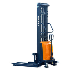 EKKO Lifts EA15D Semi-Electric Straddle Stacker 3300 lbs Capacity - 138" Height