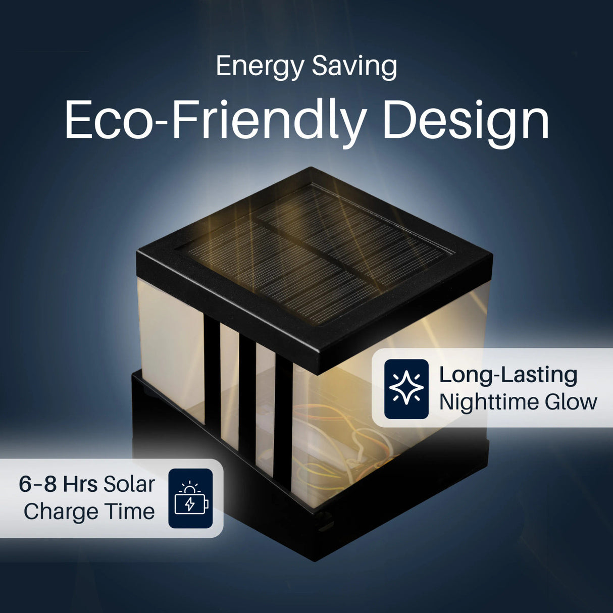 Aleko Solar Fence Post Cap Lamps - Kit of 2