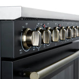 FORNO Paolo 36" 5.44 cu. ft. Freestanding Electric Range with True Convection Oven in Black with Antique Brass Accents, FFSEL6011-36BLK