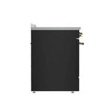 FORNO Paolo 30" 4.38 cu. ft. Freestanding Electric Range in Black with Antique Brass Handles, FFSEL6011-30BLK
