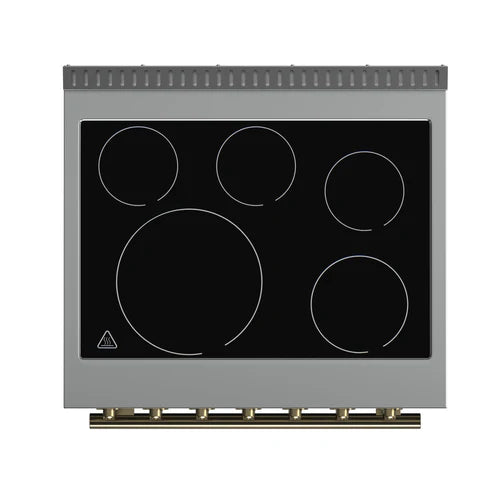 FORNO Paolo 30" 4.38 cu. ft. Freestanding Electric Range in Black with Antique Brass Handles, FFSEL6011-30BLK