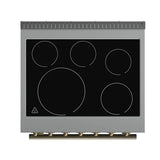 FORNO Paolo 30" 4.38 cu. ft. Freestanding Electric Range in Black with Antique Brass Handles, FFSEL6011-30BLK