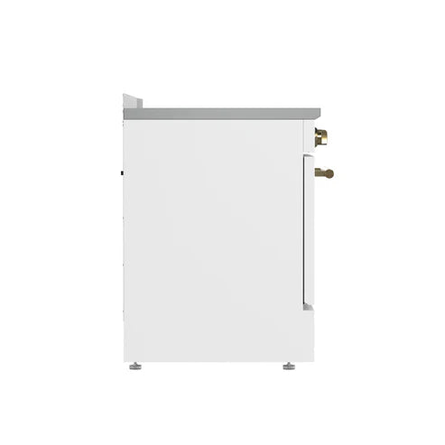 FORNO Paolo 30" 4.38 cu. ft. Freestanding Electric Range in White with Antique Brass Handles, FFSEL6011-30WHT