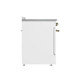 FORNO Paolo 30" 4.38 cu. ft. Freestanding Electric Range in White with Antique Brass Handles, FFSEL6011-30WHT