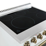 FORNO Paolo 30" 4.38 cu. ft. Freestanding Electric Range in White with Antique Brass Handles, FFSEL6011-30WHT