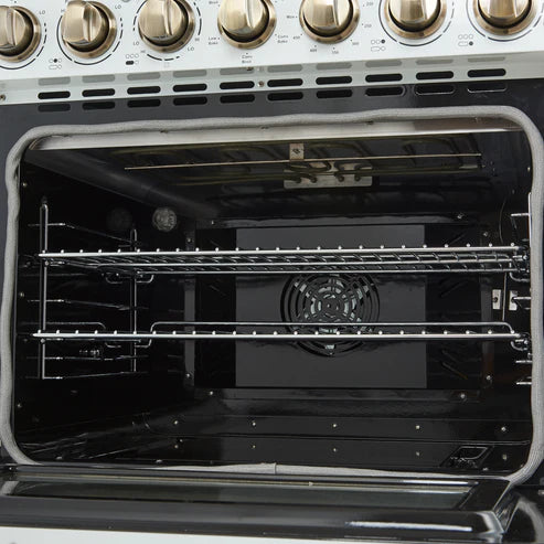 FORNO Paolo 30" 4.38 cu. ft. Freestanding Electric Range in White with Antique Brass Handles, FFSEL6011-30WHT