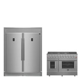 FORNO Appliance Package - 48" Gas Burner, Electric Oven Range and 60" Refrigerator, FBDL-005-02CAUS