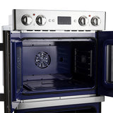 FORNO Gallico 30" 7.36 cu. ft. French Door Double Electric Wall Oven with Telescopic Racks, Air Fry, Self-Clean and Sous Vide, FBOEL1388-30