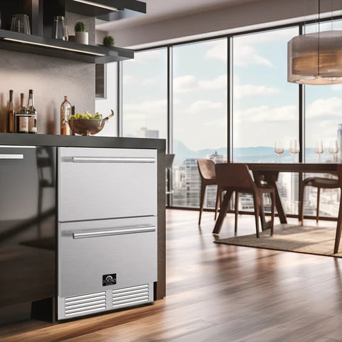 FORNO Cosenza 24" 4.69 cu.ft. Built-In Indoor/Outdoor Drawer Freezer with Ice Maker, FDRBI1838-24S