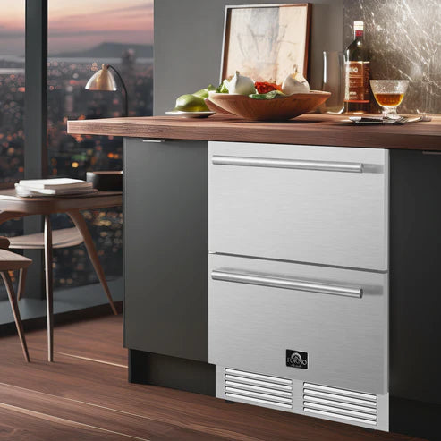 FORNO Como 24" 4.87 cu. ft. Outdoor/Indoor Drawer Refrigerator in Stainless Steel, FDROD1611-24S