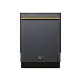 FORNO Espresso Romano 24" Built-In Tall Tub Dishwasher in Black with Antique Brass Handles, FDWBI8035-24BLK