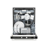 FORNO Espresso Romano 24" Built-In Tall Tub Dishwasher in Black with Antique Brass Handles, FDWBI8035-24BLK