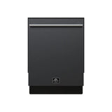 FORNO Espresso Romano 24" Built-In Tall Tub Dishwasher in Black with Antique Brass Handles, FDWBI8035-24BLK