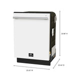 FORNO Espresso Romano 24" Built-In Tall Tub Dishwasher in White with Antique Brass Handles, FDWBI8035-24WHT