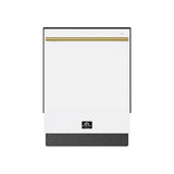 FORNO Espresso Romano 24" Built-In Tall Tub Dishwasher in White with Antique Brass Handles, FDWBI8035-24WHT
