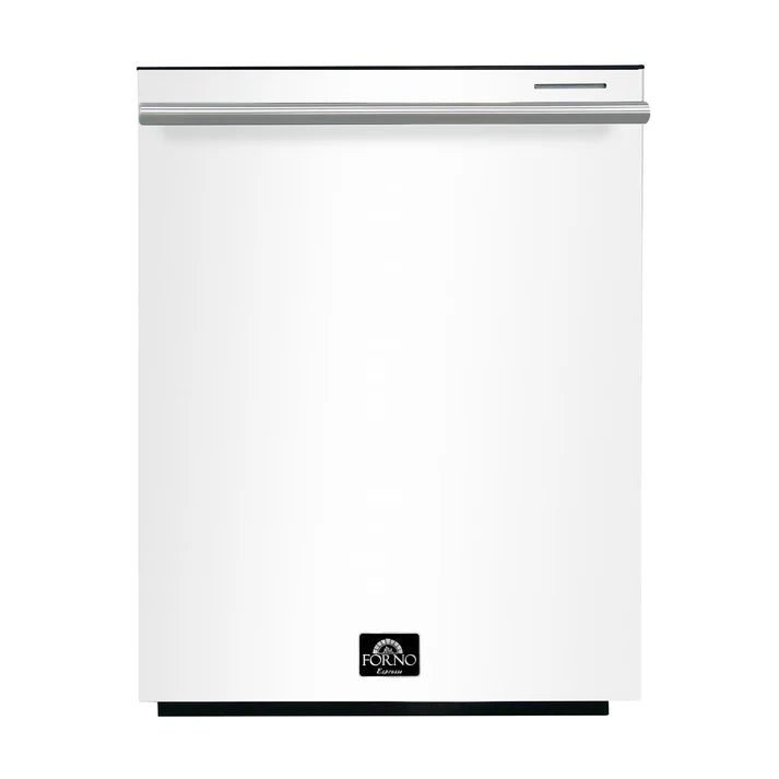 FORNO Espresso Pozzo 24" Built-In Dishwasher in White with Antique Brass Handles, FDWBI8067-24WHT