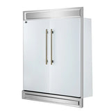 FORNO Maderno 60" 27.2 cu.ft. Convertible Refrigerator and Freezer with Modern Trim Kit in White with Antique Brass Handles, FFFFD1722-60MG-WHT