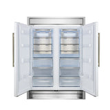 FORNO Maderno 60" 27.2 cu.ft. Convertible Refrigerator and Freezer with Modern Trim Kit in White with Antique Brass Handles, FFFFD1722-60MG-WHT