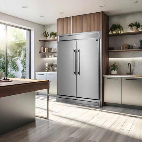 FORNO Maderno 60" 27.2 cu.ft. Convertible Refrigerator and Freezer with Modern Trim Kit, FFFFD1722-60S