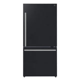 FORNO Espresso Milano 31" 17.2 cu. ft. Right Swing Refrigerator and Bottom Freezer in Black with Antique Brass Handles, FFFFD1785-31BLK