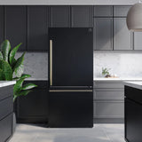 FORNO Espresso Milano 31" 17.2 cu. ft. Right Swing Refrigerator and Bottom Freezer in Black with Antique Brass Handles, FFFFD1785-31BLK
