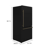 FORNO Espresso Milano 31" 17.2 cu. ft. Right Swing Refrigerator and Bottom Freezer in Black with Silver Handles, FFFFD1785-31BLK