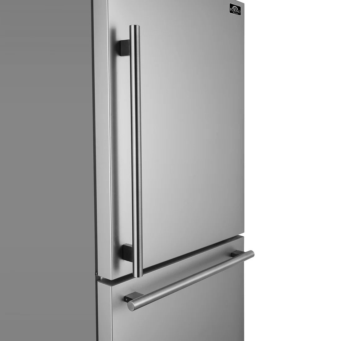 FORNO Espresso Milano 31" 17.2 cu. ft. Right Swing Refrigerator and Bottom Freezer in Stainless Steel with Silver Handles, FFFFD1785-31S