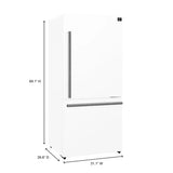FORNO Espresso Milano 31" 17.2 cu. ft. Right Swing Refrigerator and Bottom Freezer in White with Antique Brass Handles, FFFFD1785-31WHT