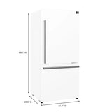 FORNO Espresso Milano 31" 17.2 cu. ft. Right Swing Refrigerator and Bottom Freezer in White with Silver Handles, FFFFD1785-31WHT