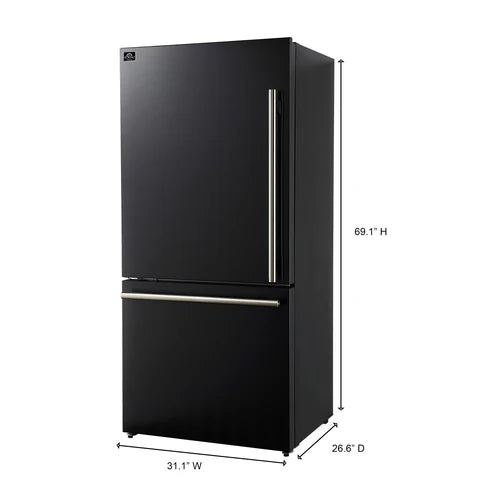 FORNO Espresso Milano 62" 34.4 cu. ft. Side-By-Side Refrigerator with Ice Maker in Black with Silver Accents, FFFFD1787-60BLK