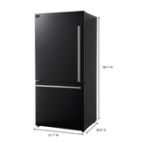 FORNO Espresso Milano 62" 34.4 cu. ft. Side-By-Side Refrigerator with Ice Maker in Black with Silver Accents, FFFFD1787-60BLK