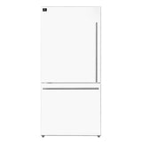 FORNO Espresso Milano 31" 17.2 cu. ft. Left Swing Refrigerator and Bottom Freezer with Ice Maker in White and Antique Brass Handles, FFFFD1786-31WHT