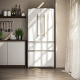 FORNO Espresso Luigi 33" 18 cu. ft. French Door Refrigerator in White with Antique Brass Handles, FFFFD1791-33WHT
