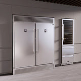FORNO Rizzuto 60" 27.6 cu. ft. Refrigerator & Freezer in Stainless Steel with Grill Trim Kit, FFFFD1933-60S