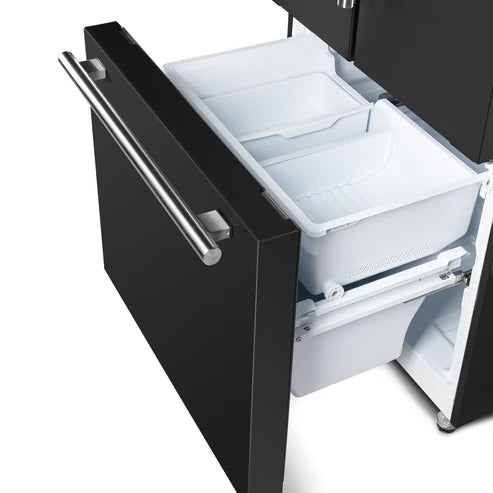 FORNO Espresso Gallipoli 30" 17.5 Cu. Ft. Refrigerator with Ice Maker in Black with Antique Brass Handles, FFFFD1974-31BLK