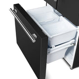 FORNO Espresso Gallipoli 30" 17.5 Cu. Ft. Refrigerator with Ice Maker in Black with Antique Brass Handles, FFFFD1974-31BLK