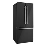 FORNO Espresso Gallipoli 30" 17.5 Cu. Ft. Refrigerator with Ice Maker in Black with Antique Brass Handles, FFFFD1974-31BLK