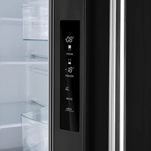FORNO Espresso Gallipoli 30" 17.5 Cu. Ft. Refrigerator with Ice Maker in Black with Antique Brass Handles, FFFFD1974-31BLK