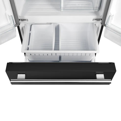 FORNO Espresso Gallipoli 30" 17.5 Cu. Ft. Refrigerator with Ice Maker in Black with Antique Brass Handles, FFFFD1974-31BLK