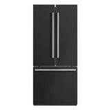 FORNO Espresso Gallipoli 30" 17.5 Cu. Ft. Refrigerator with Ice Maker in Black with Antique Brass Handles, FFFFD1974-31BLK