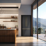 FORNO Espresso Gallipoli 30" 17.5 Cu. Ft. Refrigerator with Ice Maker in Black with Silver Handles, FFFFD1974-31BLK