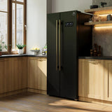 FORNO Espresso Salerno 33" 15.6 cu. ft. Refrigerator in Black with Silver Handles, FFRBI1805-33BLK