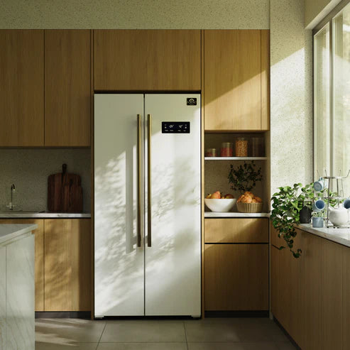 FORNO Espresso Salerno 33" 15.6 cu. ft. Refrigerator in White with Silver Handles, FFRBI1805-33WHT