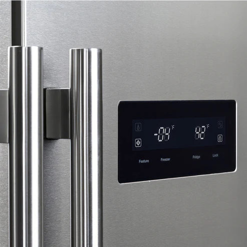 FORNO Salerno 37" 15.6 cu. ft. Side-by-Side Built-In Refrigerator in Stainless Steel and Modern Trim Kit, FFRBI1805-37MG