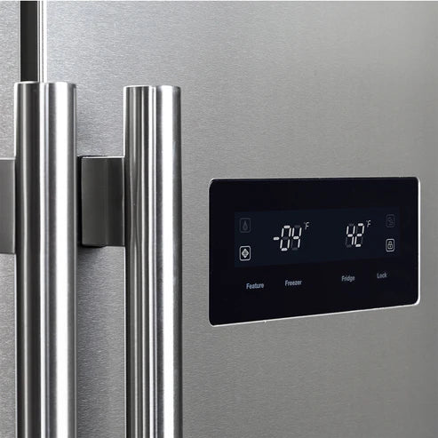FORNO Salerno 37" 15.6 cu. ft. Side-by-Side Built-In Refrigerator in Stainless Steel and Grill Trim Kit, FFRBI1805-37SG