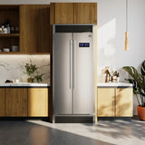 FORNO Salerno 37" 15.6 cu. ft. Side-by-Side Built-In Refrigerator in Stainless Steel and Grill Trim Kit, FFRBI1805-37SG