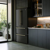 FORNO Espresso Moena 36" 19.2 cu. ft. Refrigerator with Ice Maker in Black with Silver Handles, FFRBI1820-36BLK